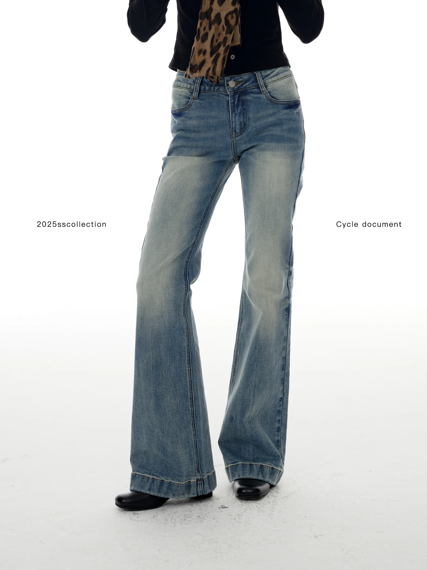 

Retro Waed Cotton Straight Leg Slimming Bell Bot Jeans mid High Waist for Women Daily Wear Comfortable Stretch Denim