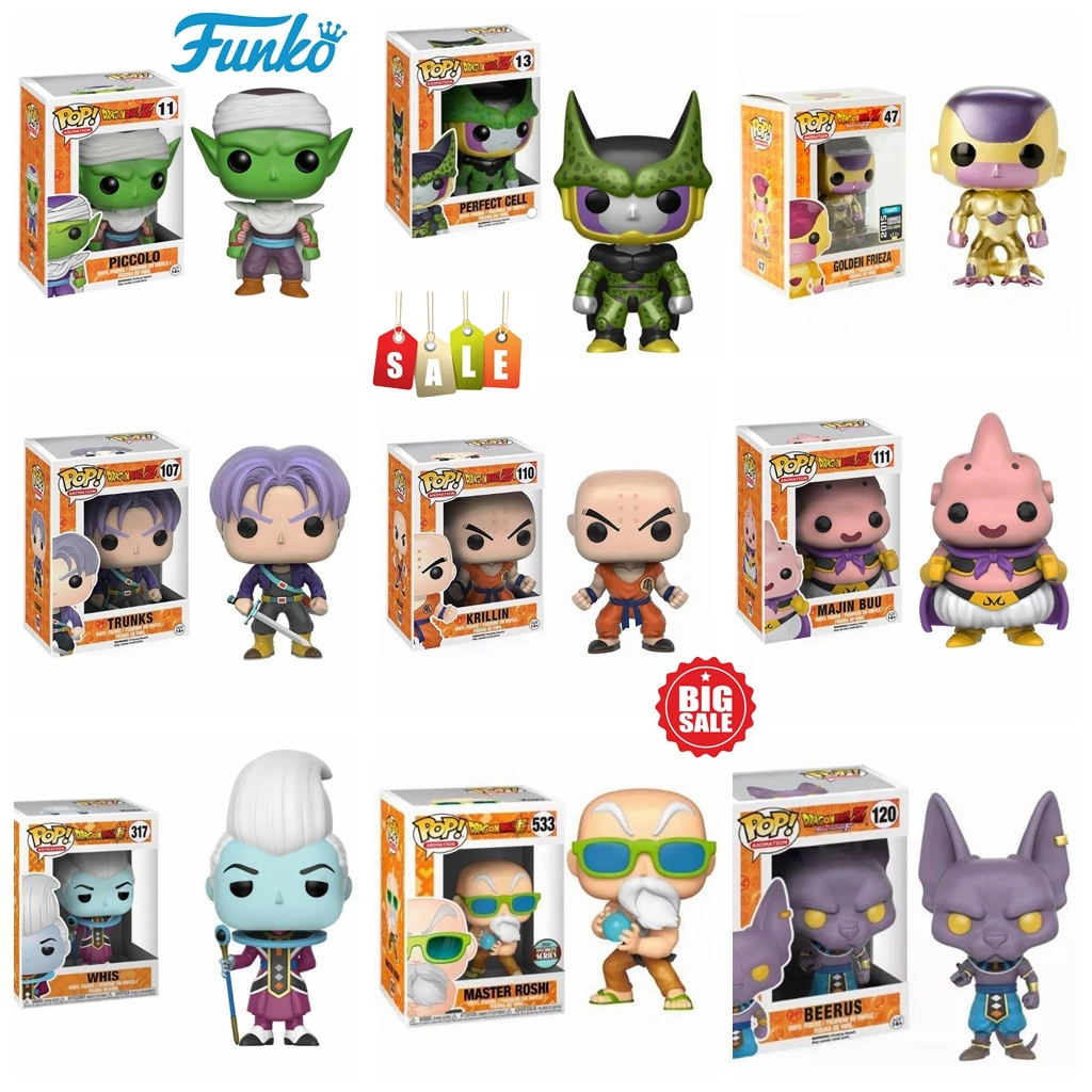 FUNKO POP Dragon Ball 156 10 Vegeta 09 14 Goku PICCOLO 11 FRIEZA 47 BEERUS 120 PANTALONES # 107 MAJIN BUU # 111 juguete de figura de vinilo de PVC