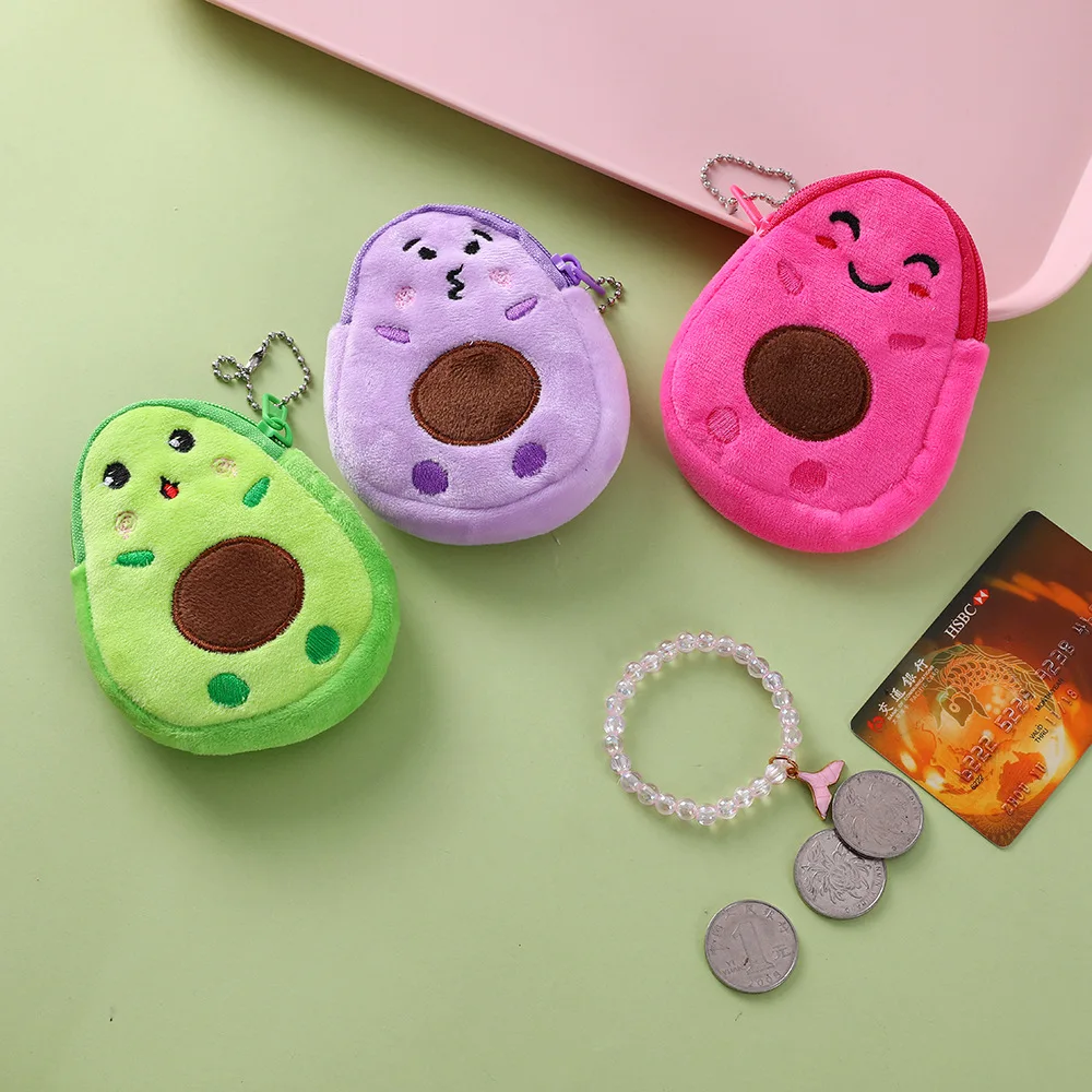 Cartoon Creative Avocado Wallet Cute Plush Backpack Pendant Fun Storage Coin Wallet Girl Wallet Birthday Gifts