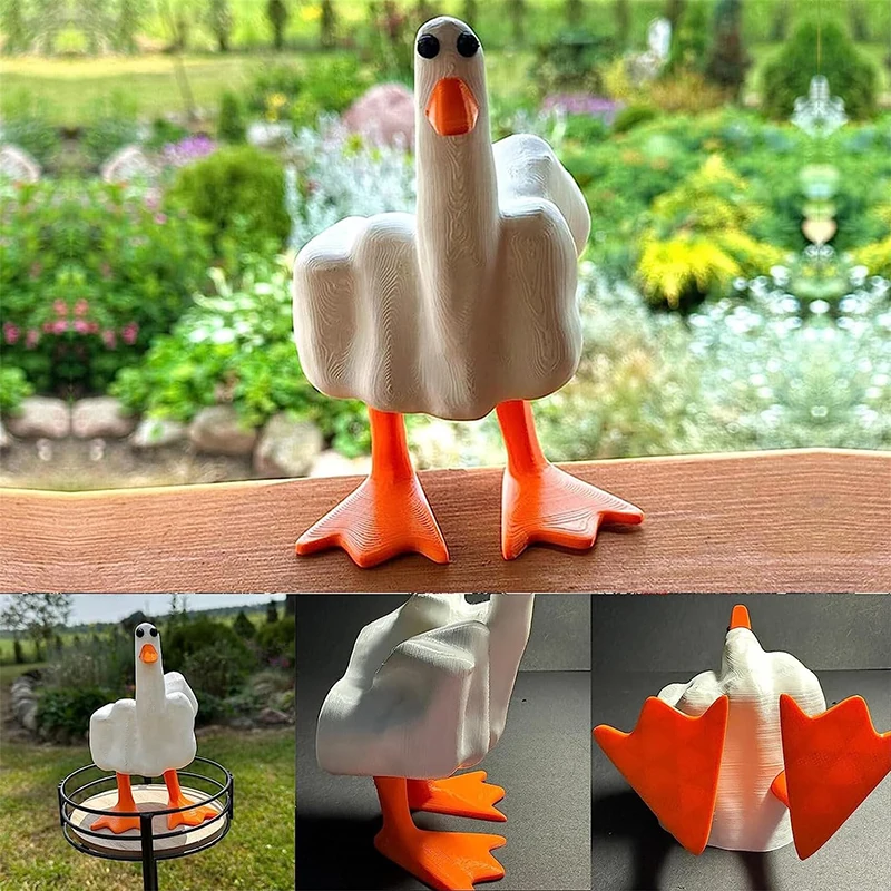 Cute Big White Goose Ornament Creative Duckling Resin Craft Decoration Sculpture Room Garden Ornament Holiday Gift