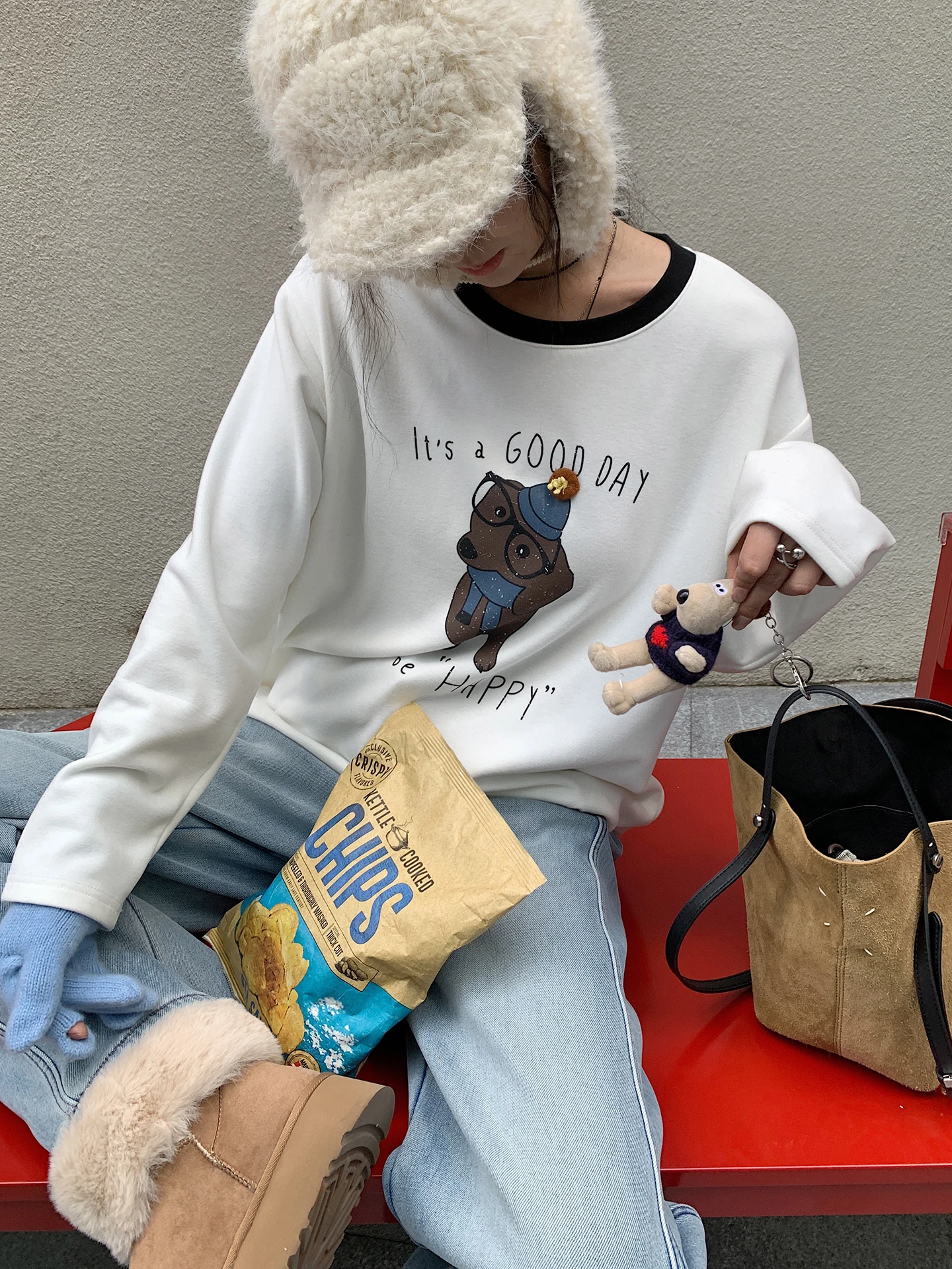 

Soloki Korean Sle Long Sve T-irt Soft Plu Casual Base Layer Thi Velvet Loose Fit Women's Summer Faion Pure Color