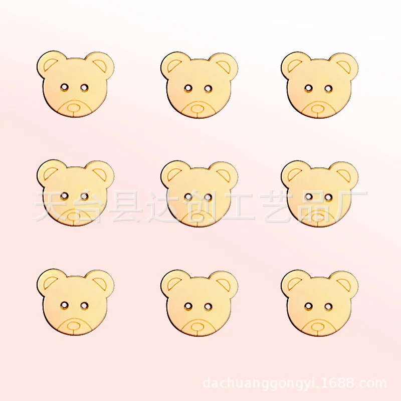 

Solid wood cute bear wood button, animal bear head shape wood button, log color clothing hand sewing button