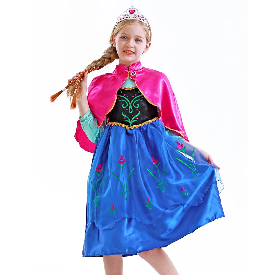 Fantastic Anna Girls Princess Dress Halloween Costume Long Gown Kids Carnaval Wedding Carnival Party Children Cosplay Clothes