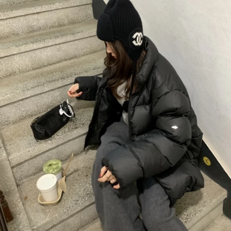 Inverno Nuovo Sle Pane da Donna Cappotto Colletto con Cerniera Allentato Design Versatile Or Cotone Jaet Caldo Sli Capispalla Casuale