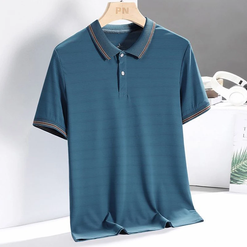 

Fashion Lapel Button Spliced Short Sleeve Business T-Shirts Men's Clothing 2024 Summer New Loose Korean Tops All-match Tee Shirt