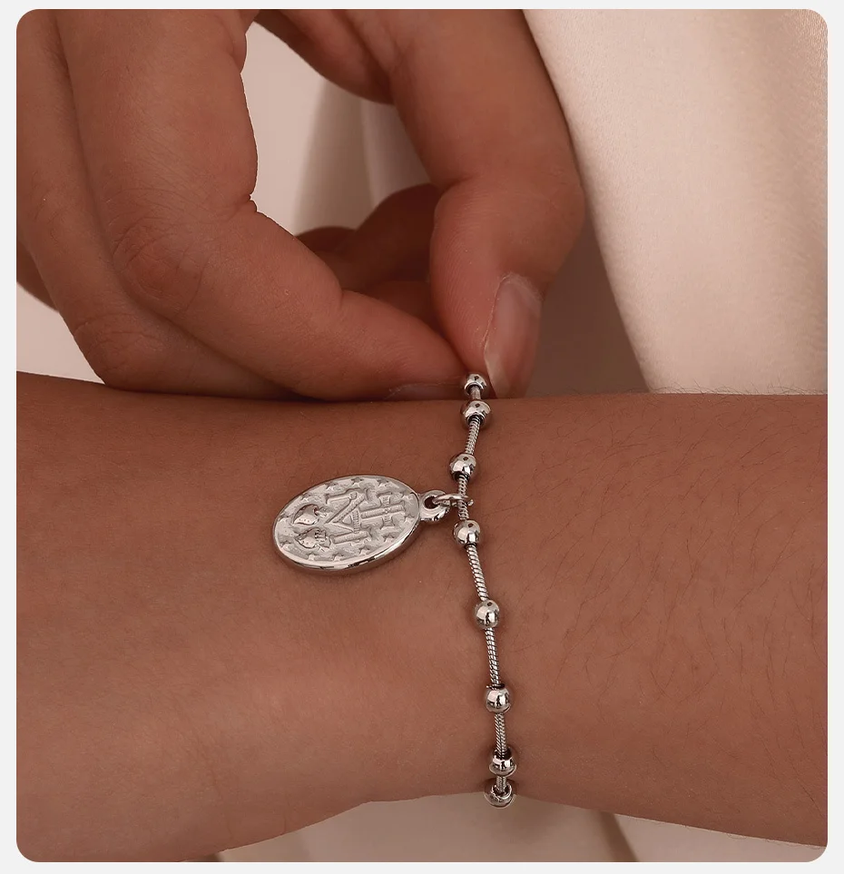 Vnox Rosenkranz Armband für Frauen Mädchen, vergoldete Edelstahl religiöse Kreuz und Virgin Mary Gebets armbänder Geschenke – Detail 5