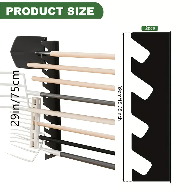 Heavy Duty Metal Garden Tool Holder with Shovel and Rake Storage, Wall-Mounted Organizer, Garage Tool Rack DDPNKL 2pcs