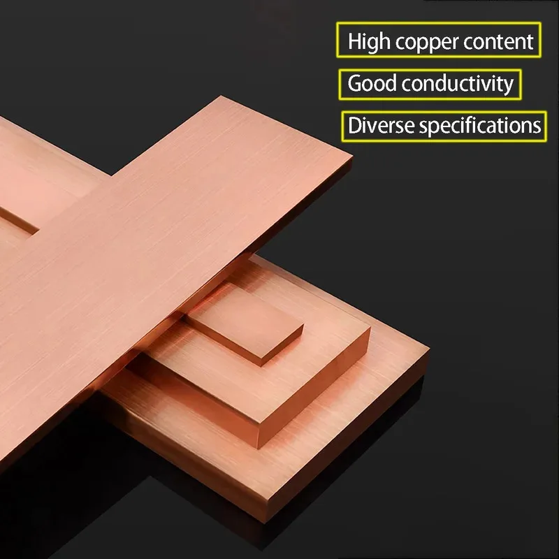 1PCS High Conductive T2 Copper Bus Bar Flat Strip Tin Coated for Electrical Cabinet