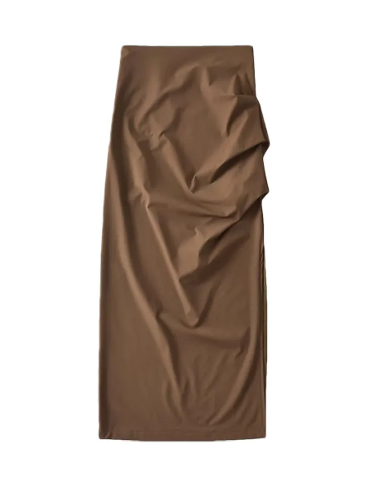 WOMENGAGA Sexy High Waist Slim Pleated Slim Tight Wrap Hip Workwear Skirt Long Skirt Girl Hot Sexy Korean Women Skirts UA4N