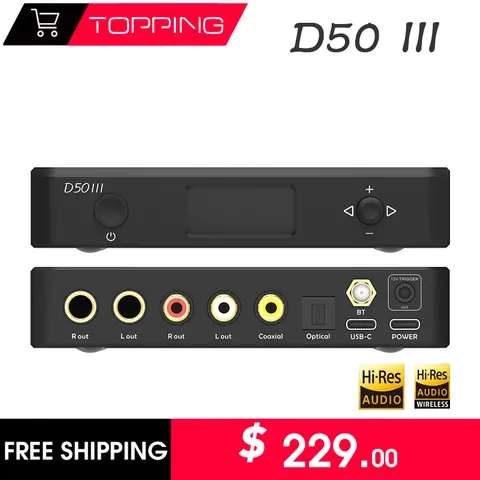 TOPPING D50III Digital Audio Decoder HIFI DAC Dual ES9039Q2M LDAC Bluetooth 5.1 DSD512 PCM768kHz BT Remote Control Typec D50 III