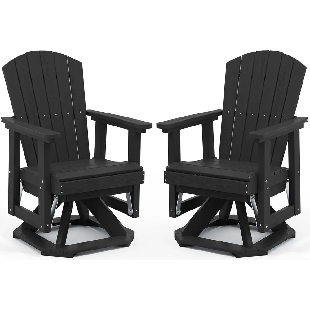 

Weather-Resistant Outdoor Swivel Glider Set of 2 for Porch or Balcony in Night Black