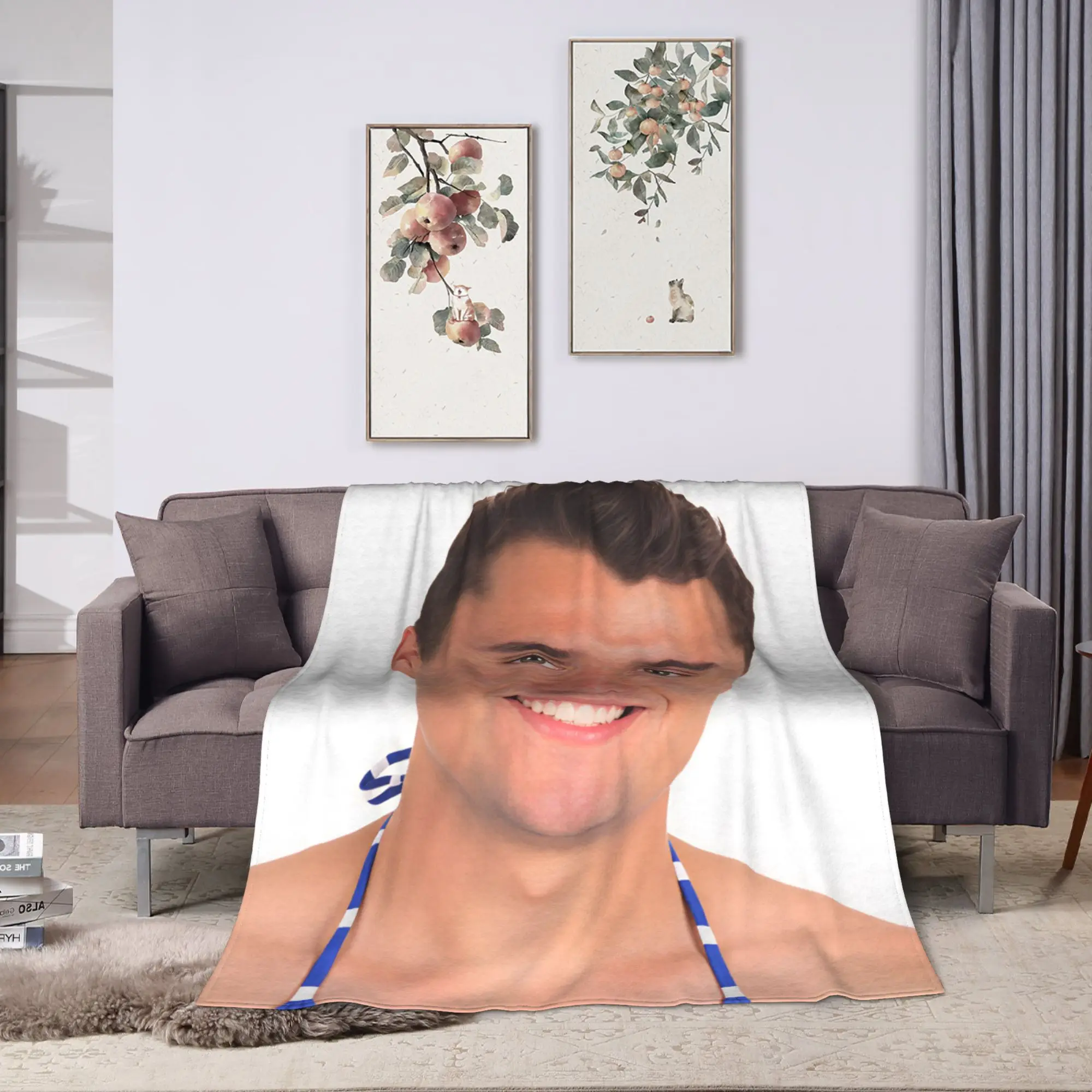 Charlie Kirk Funny Beach Swimsuit Parody Meme Soft Blanket For Living Room Funny Throw Blanket Winter Picnic Flannel Bedspread