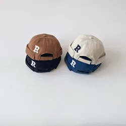 South Korea New Boy Girl Baby Melon Cap Adjustable Letter P Kids Landlord Hats Outdoor Windproof Children Beanies Hat 1 2 3 4 Y