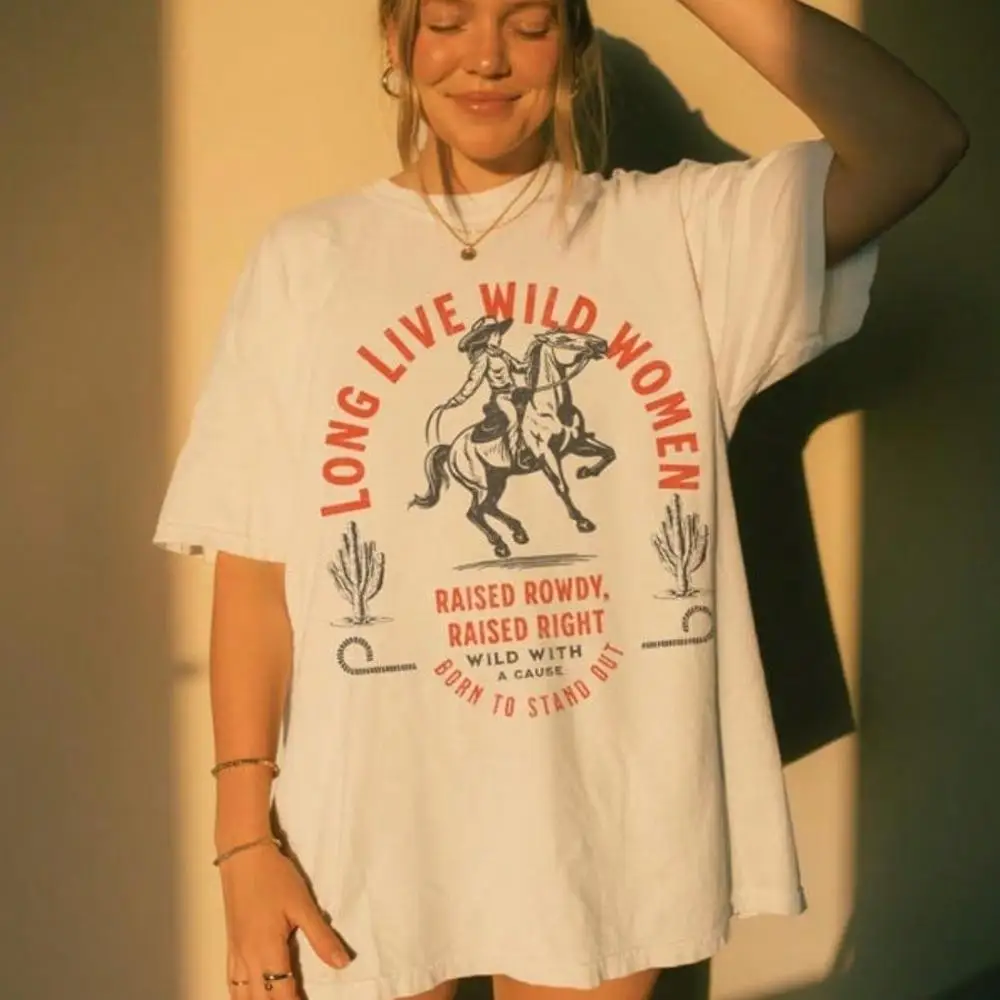 Long Live Wild Women Womens Rights Vintage Shirt, Western Grunge Cowgirl, Resist Graphic Crewneck, Freedom TShirts
