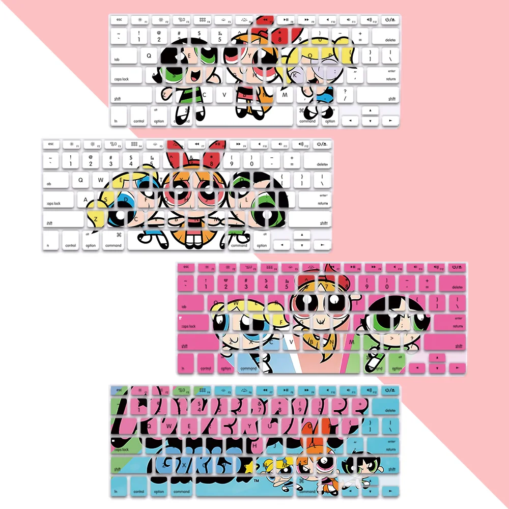 Cute Powerpuffs Girlss US Layout Soft Silicone Keyboard Cover for Macbook pro A1278 A1286 Retina A1425 A1502 A1398 Air A1369