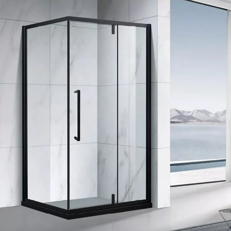 Custom Design 10 mm Frameless 2 Panel Black Bifold Bathroom Screen Single Sliding Glass Cheap Shower Enclosure Shower Doors