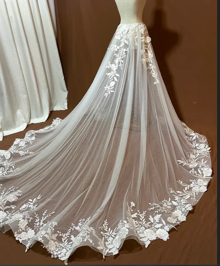 Gonna rimovibile in tulle a 2 strati treno staccabile da sposa, soprabito da sposa in crine di cavallo, scialle in crine di cavallo, sottoveste da sposa in pizzo