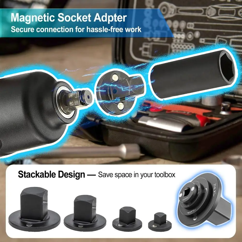 

4pcs 4PCS Set Low Profile Impact Socket Adapter Set Heavy Duty Corrosion Resistant Wrench Adapter Set Heat Treated