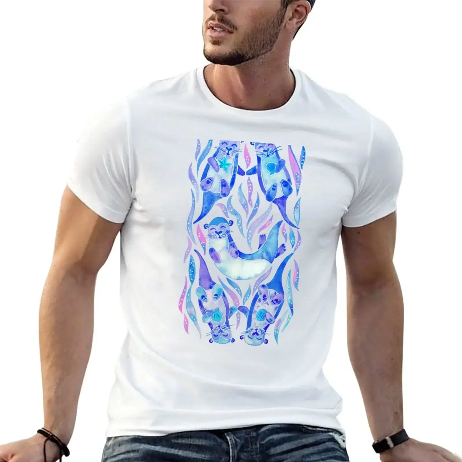 Five Otters – Indigo Ombré T-Shirt plus size tops anime stuff clothing for men