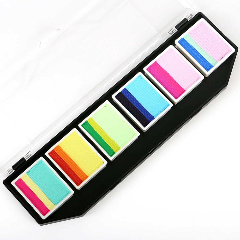 

Bowitzki Neon 6x10gm Лотер Бабочка Профессиональная краска для лица Разделенная краска для тела для торта Один инсульт Нетоксичная гипоаллергенность