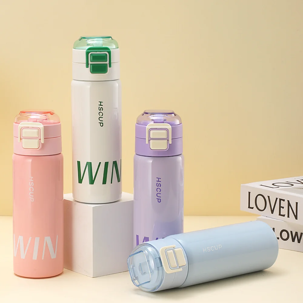 Fashionable Minimalist Thermal Flask Stainless Steel Dual Sip Water Bottle Large Capacity Portable Tumbler For Students