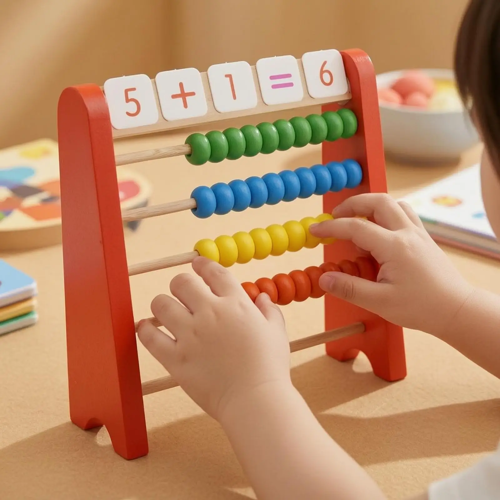 Colorful Abacus with Math Cards Hands-on Counting Frame Educational Toy for Preschoolers Young Children Homeschool
