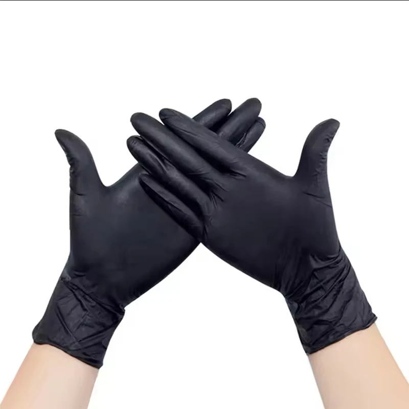 100pcs Disposable Composite Nitrile Black Thick Gloves/powder-free Durable Comfort Beauty Catering Home Protection Food Grade