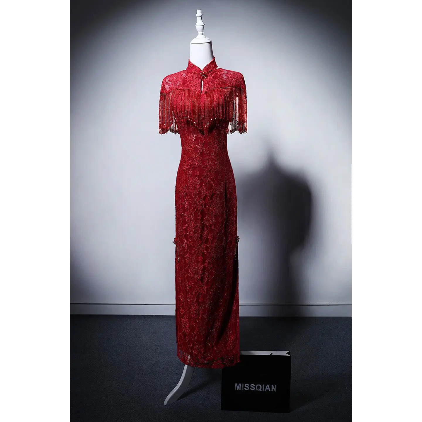 

Chinese Style Cheongsam Toast Dress 2026 National Heavy Industry Tassel Dress Wine Red Fishtail Engagement Dress