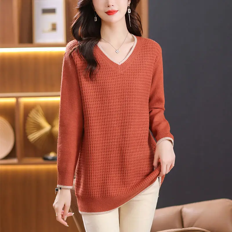 

Fashion Loose Long Sleeve Round Neck Women's Knitwear New Autumn Winter Wool Sweater Diamond Twist Pure Wool Base Layer Top M75