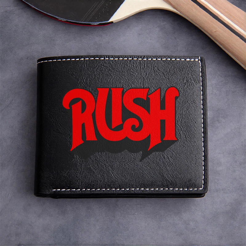 RUSH Logo Embossed PU Leather Wallet Men's Slim Compact Design Durable Lightweight Business Style Premium Finish
