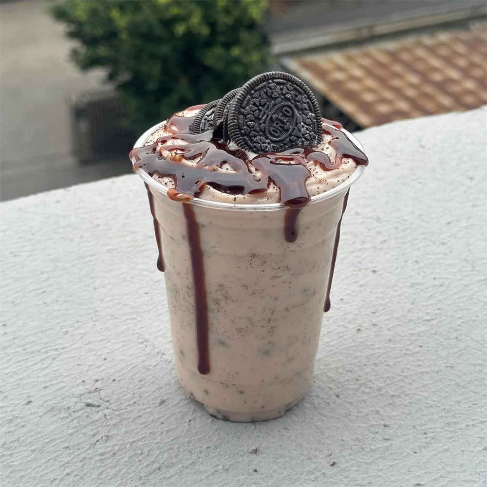 Simulation Artificial Model 16oz 14oz Bubble Tea Milkshake Chocolate Chip Cookie Crumble Mellow Sweet Afternoon Tea Plastic Cup