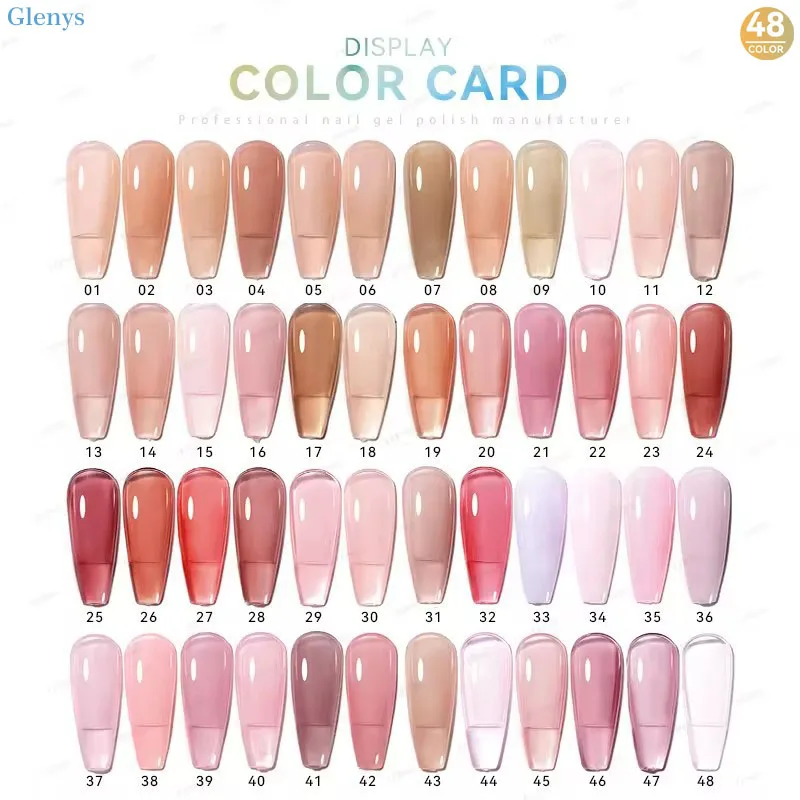 Glenys 48 Color Ice Skin Crystal nail polish Gel Popular New Semi Permanent Soaking gel Nail Art Varnish Study Kit 15ml