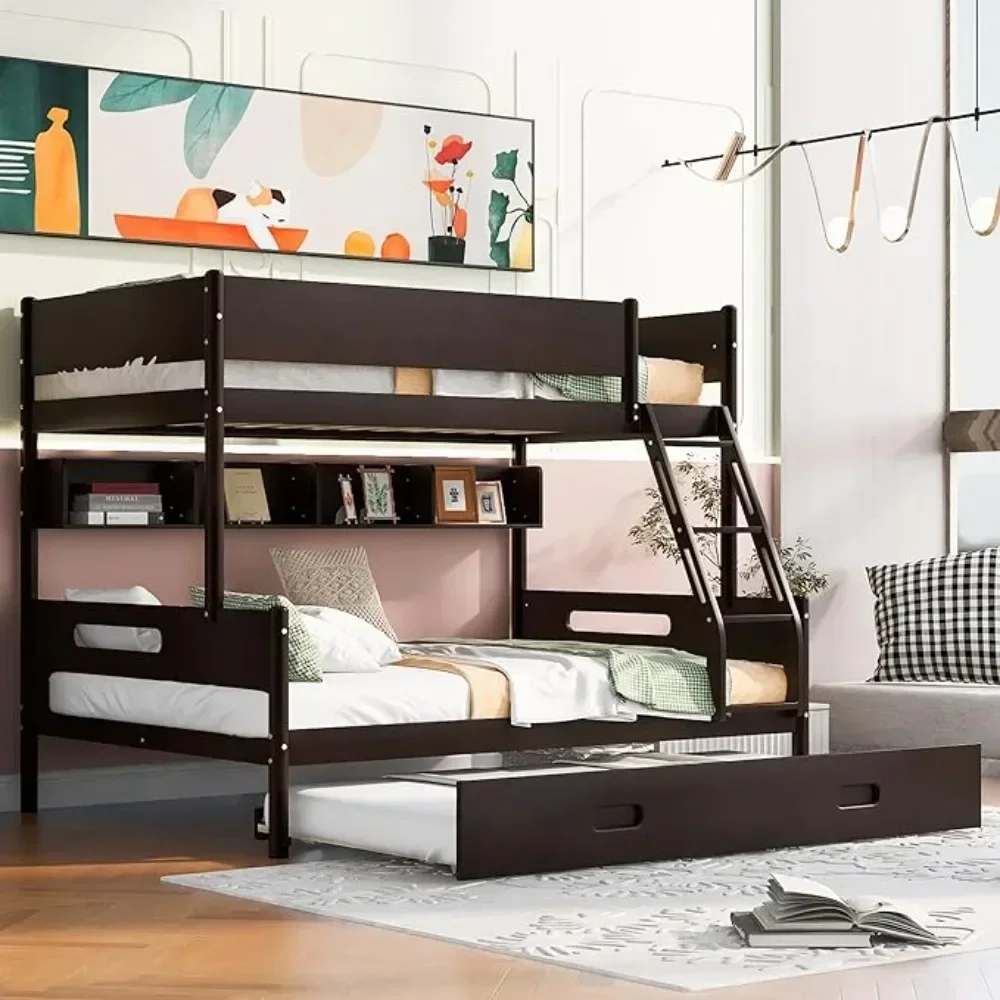 

y Double size tent floor bed with pull-out double size stand, children's bedroom furniture, no box springs required, white