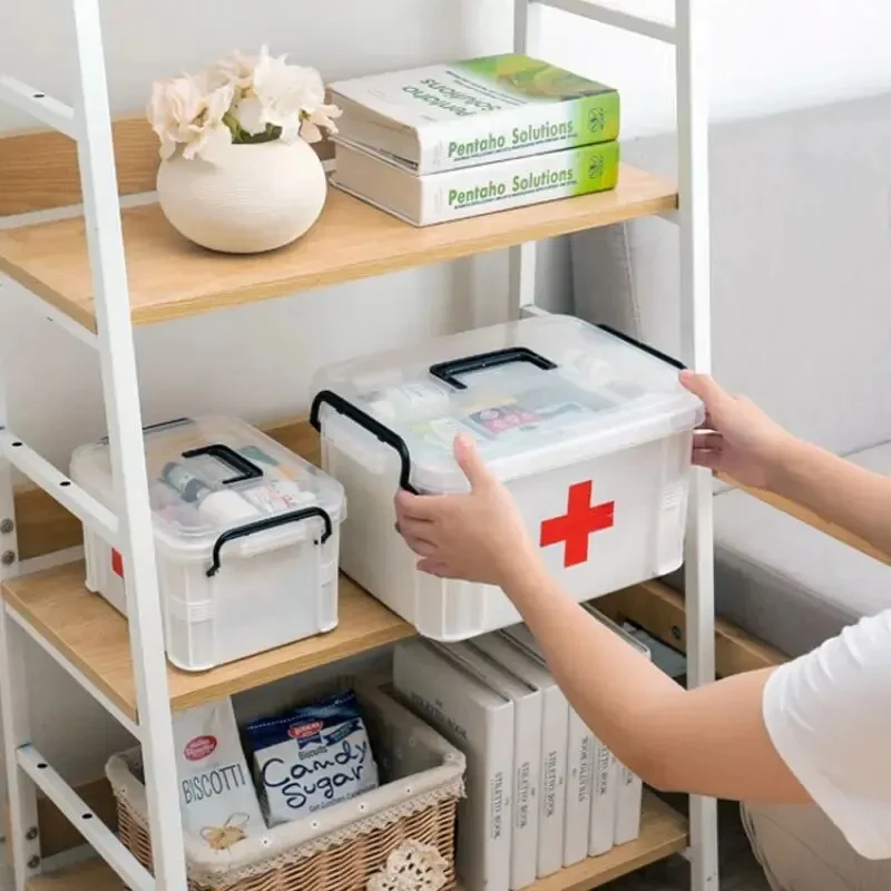 First Aid Kit Medicine Storage Box Portable Emergency Box Household Double Layers Medicine Boxes Medical Kit Storage Organizer