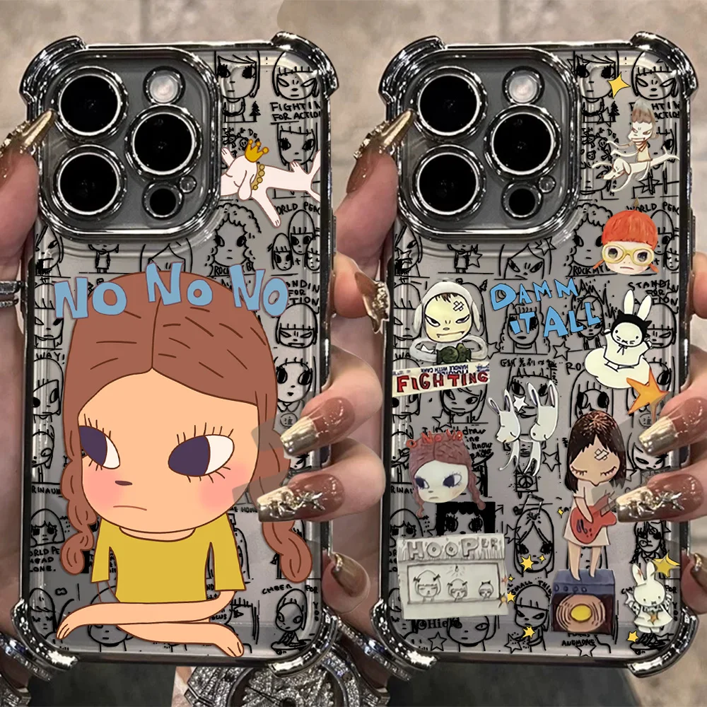 Anime Y-Yoshitomo NaraS Plating Phone Case For Samsung A37 A57 A07 A36 A16 A06 A35 A55 A25 A26 A15 A54 A34 A24 A14 A05 A04 4G 5G