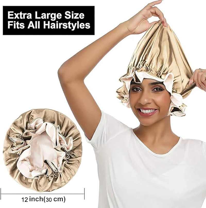 1pc Double Layer Laced Edge Satin Bonnets Matching ColorsSleep Bonnet Cap 2026