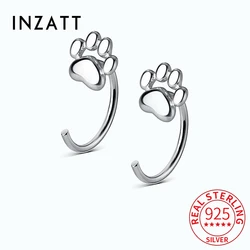 INZATT Real 925 Sterling Silver Cat Paw Stud Earrings For Fashion Women Cute Fine Jewelry Minimalist Geometric Accessories