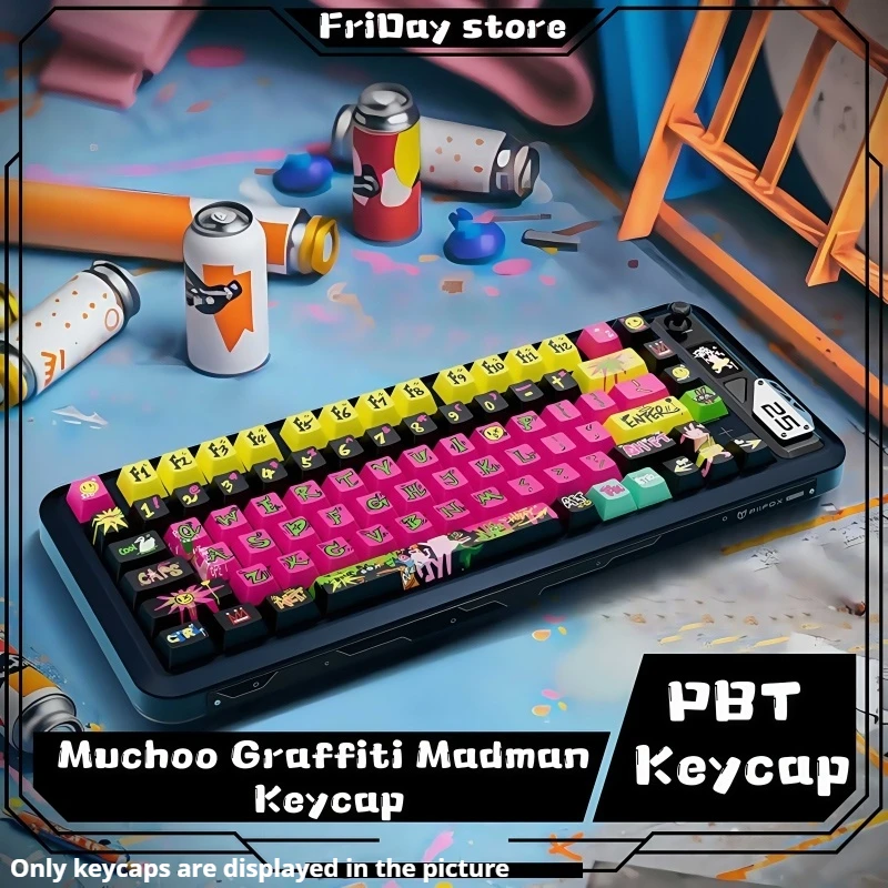 Muchoo Graffiti Madman Keycap Pbt Thermal Sublimation Original Factory Height 146 Key Artist Collaboration Entertainment Keycap