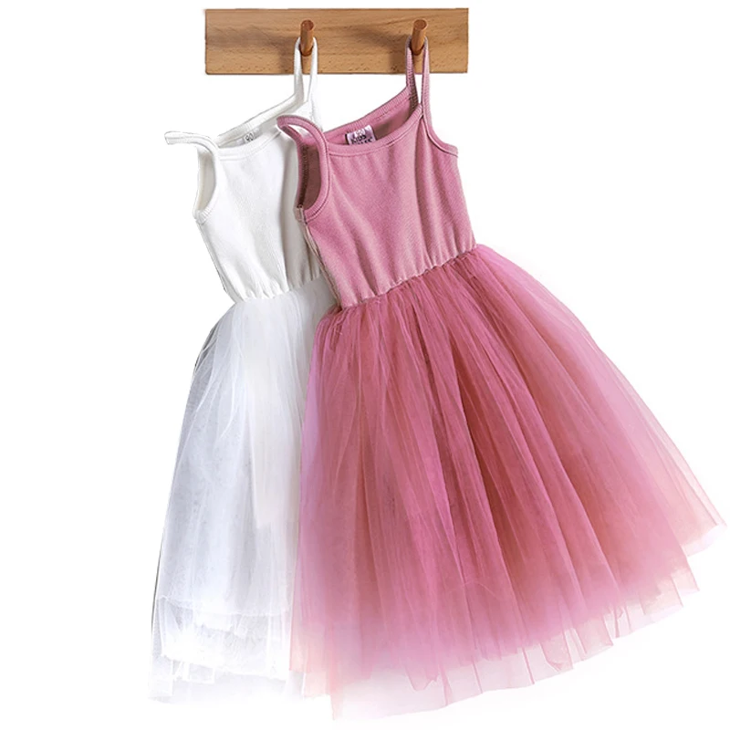 Toddler Girls Princess Dress Baby Children Tulle Sleeveless Sling Dresses New Summer Kid Birthday Party Sweet Casual Vestidos