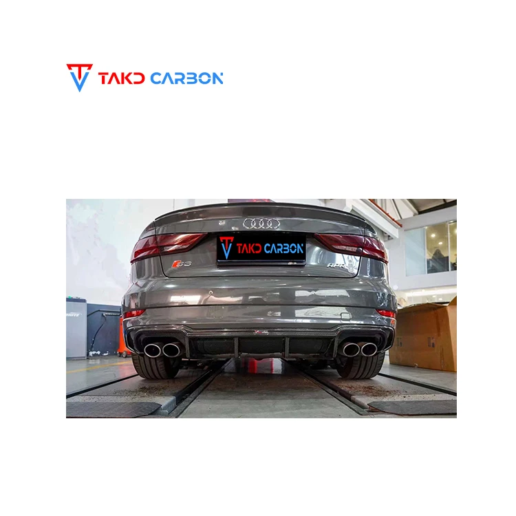 TAKD CARBON Brand All-Dry Carbon Fiber Sedan Car universal rear spoilers Rear Bumper Lip Diffuser For audis A3 S3 2017-2019