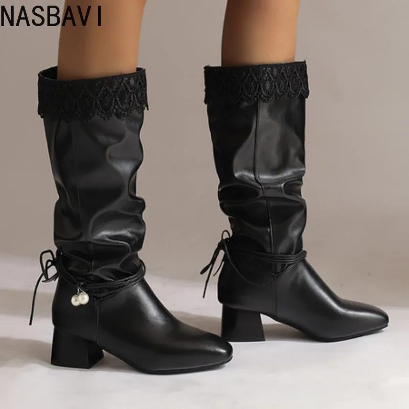 

Knee High Boots for Women Size 43 Wide Calf Women'S Above The Knee Boots Women'S Chunky Heeled High Top Western Botas Mujer