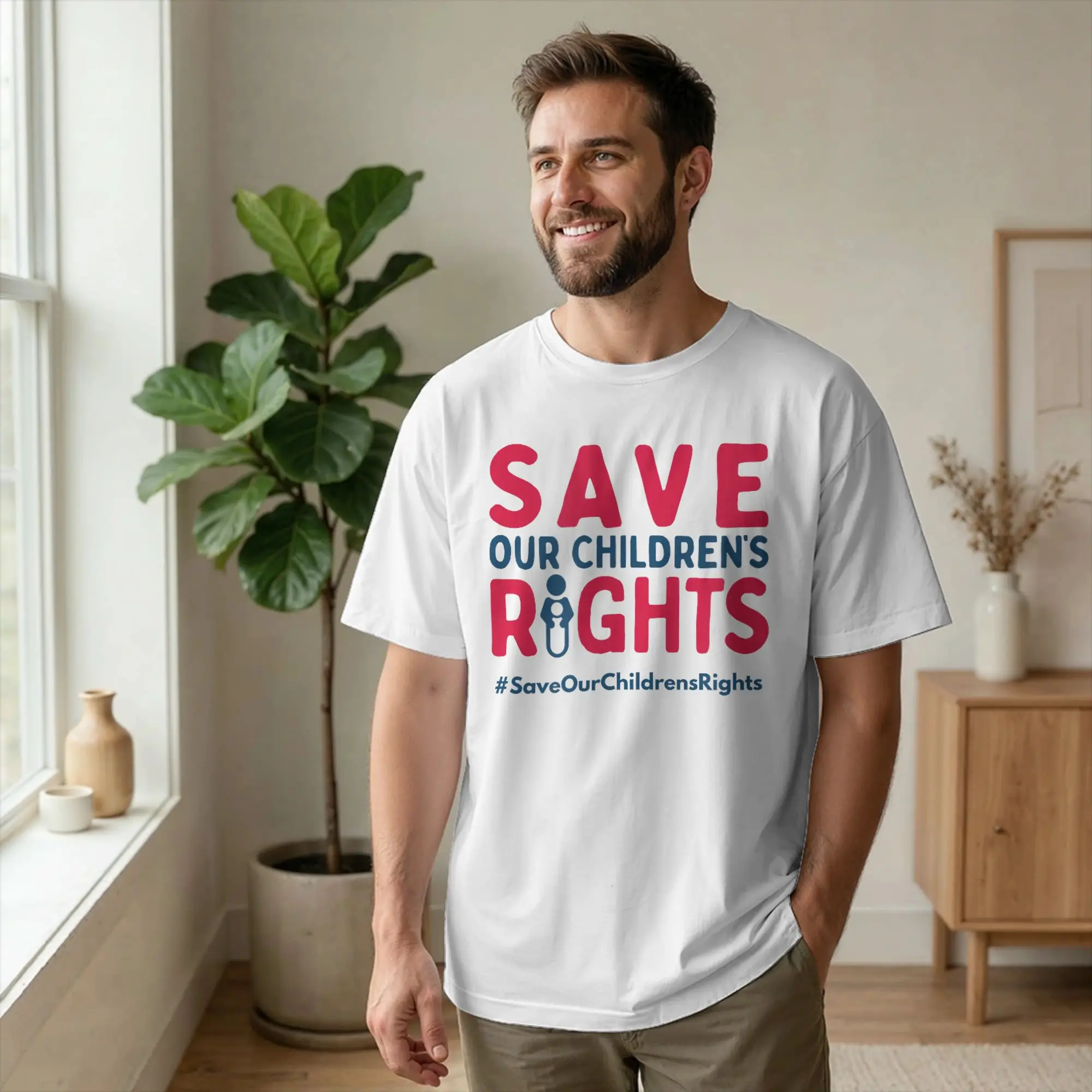 Save Our Children's Rights Logo T Shirts Men 100% Cotton Hipster T-Shirt Crew Neck  Tees Short Sleeve merch Printing