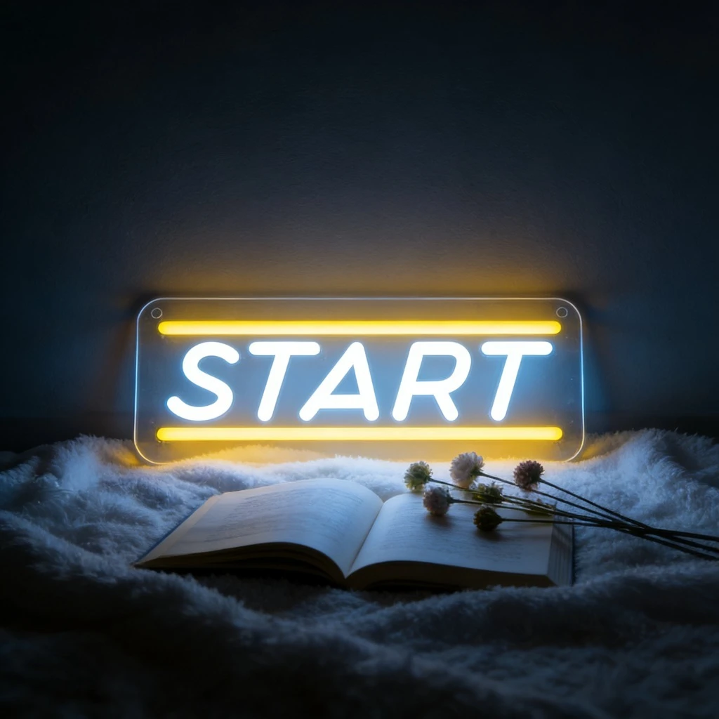 

Неоновая вывеска START: Вдохновляющее светодиодное настенное искусство для декора дома, офиса, кабинета. Мотивационное освещение. Идея подарка на Новый год.