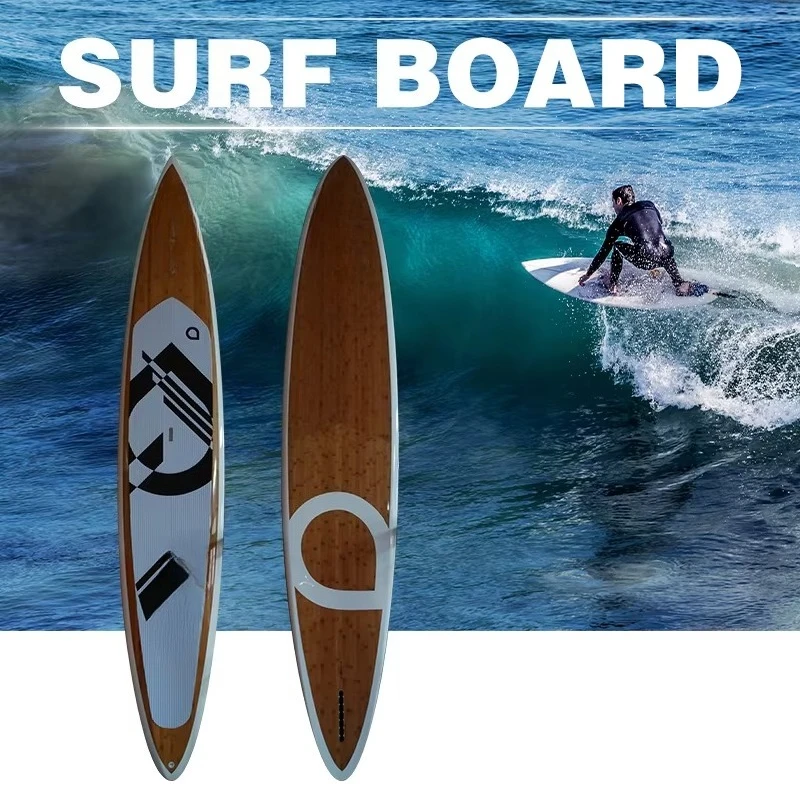 Bamboo Standup Paddleboard with Customizable Fiber Fiberglass Bamboo Veneer Surfboard-Logo Options Available