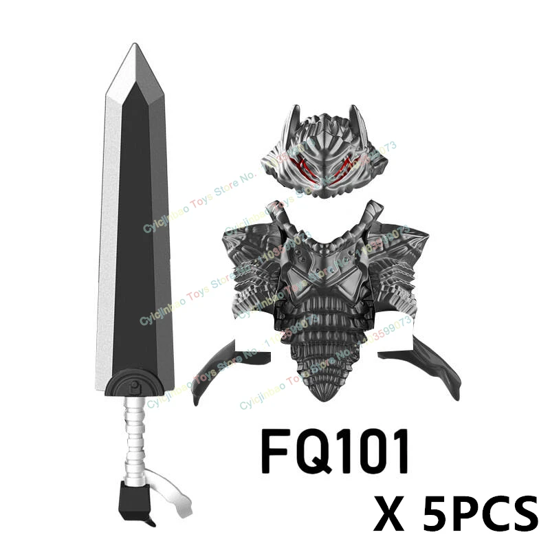 Figurines de film de dessin animé, accessoires, blocs de construction de chevaux de guerre, armure lourde de chevalier, armes épée, jouets pour enfants, cadeaux, nouvelle collection