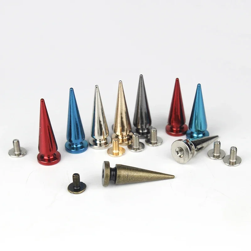 5pcs Metal Screwback Cone Studs Bullet Spike Long Punk Rivets for Leather Craft Bag Garment Stage costume Shoes DIY Decor