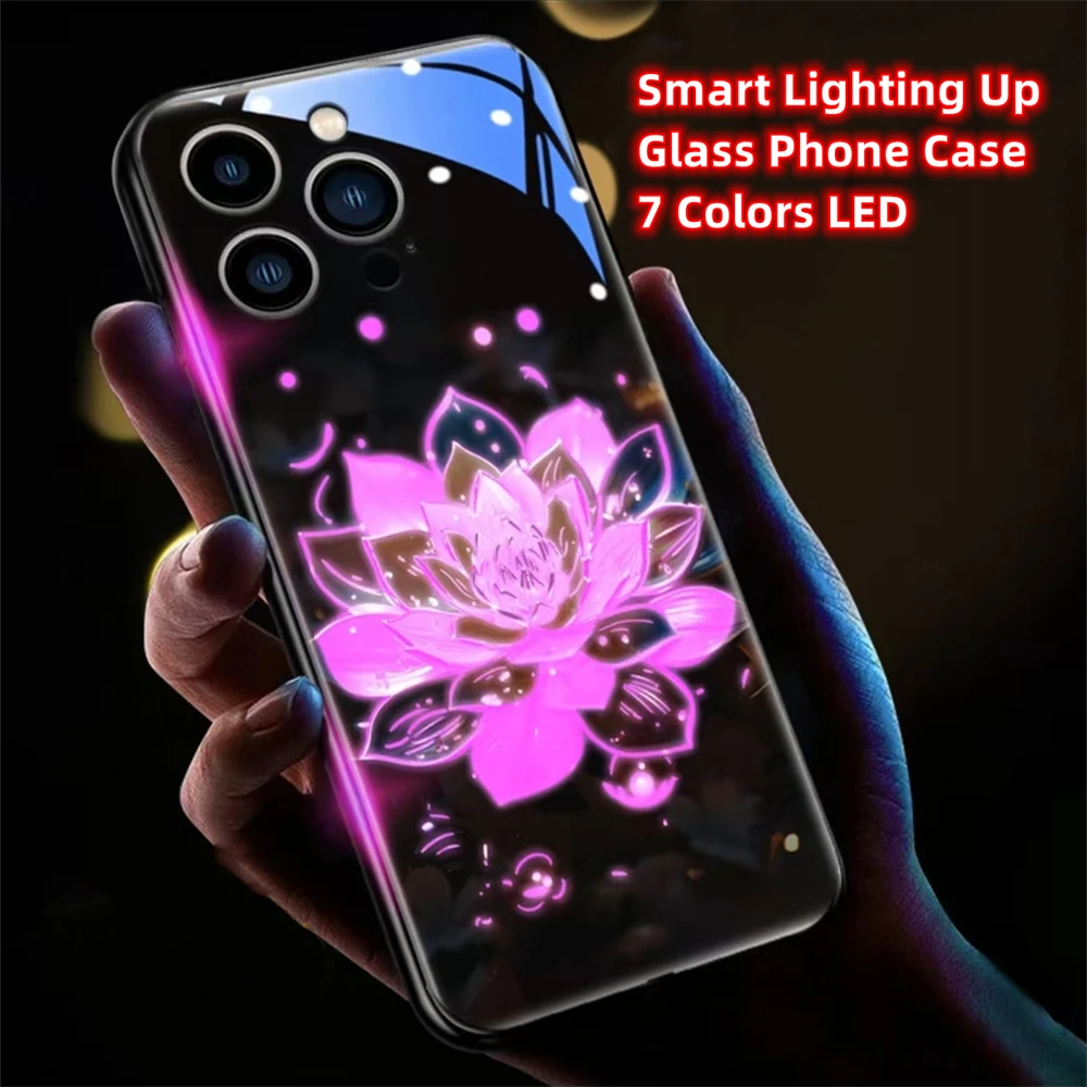 Reine Kristall-Lotus-Design-Handyhülle mit Sound-Musik-Steuerung und LED-Licht für Samsung S26 S25 S24 S23 S22 S21 S20 FE Plus Ultra – Detail 32
