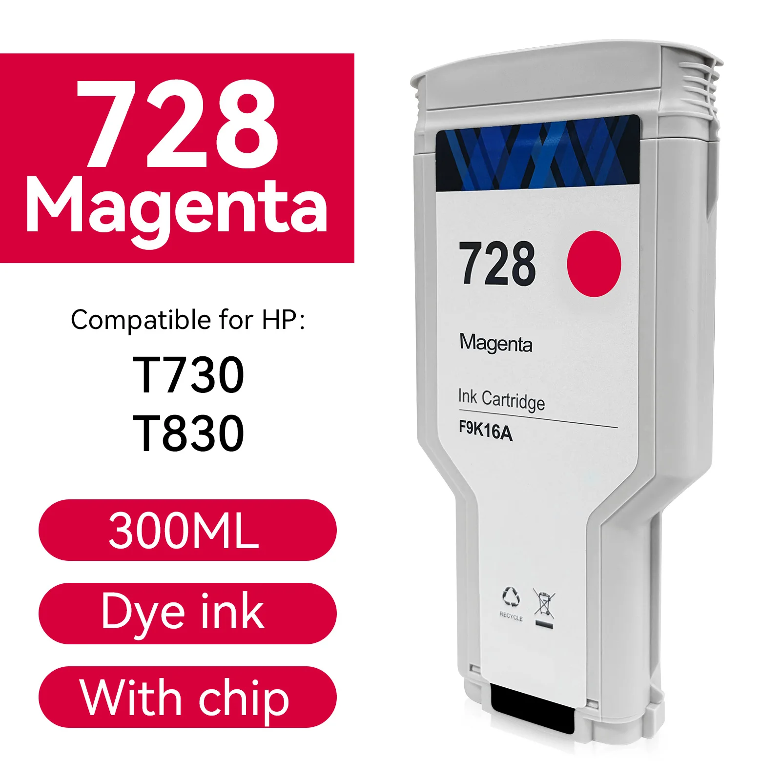 

Совместимый чернильный картридж HP728 F9J68A F9K17A F9K16A F9K15A с полным заполнением чернилами для принтеров HP Designjet T730 T830 hp728 hp 728