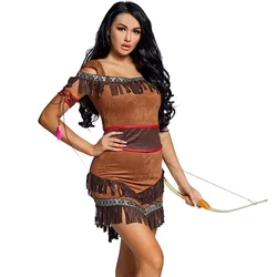 Halloween Costumes Women Indian Princess Pocahontas Huntress Costume Adult Purim Party Mardi Gras Fancy Dress