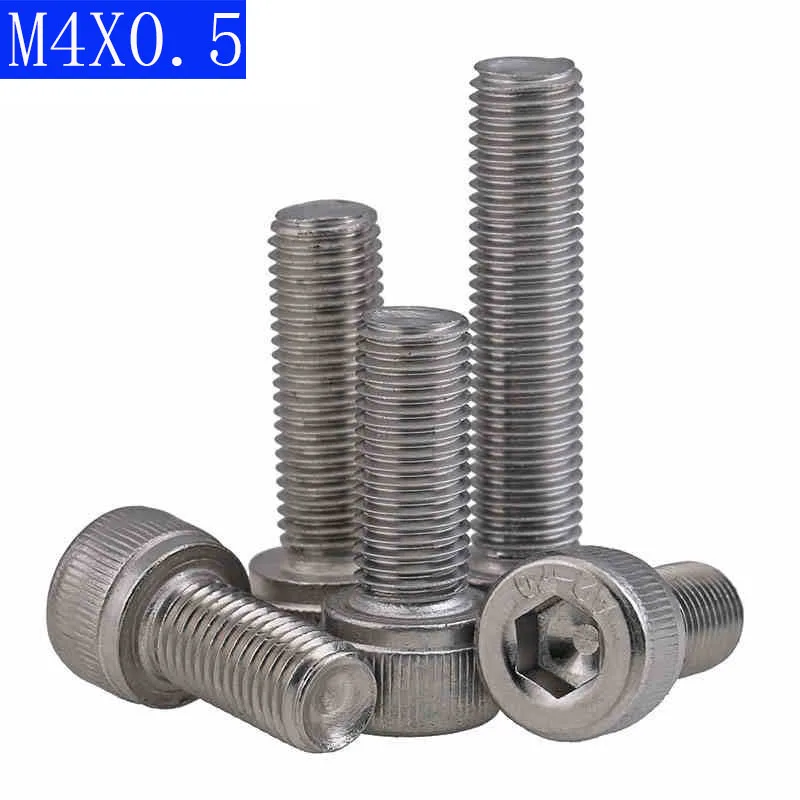 

M4 - 0.5 Fine Thread 304 Stainless Steel Socket Head Caps Screws Metric DIN 912 Bolts